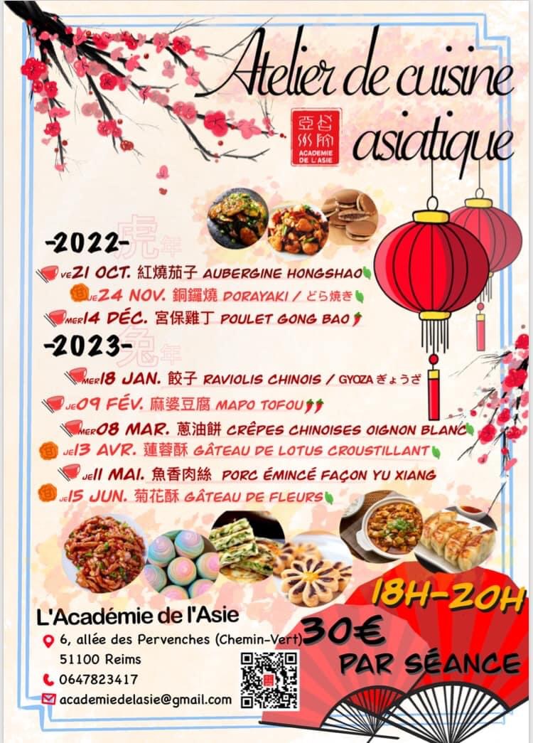 calendrier des ateliers cuisine 2022-2023