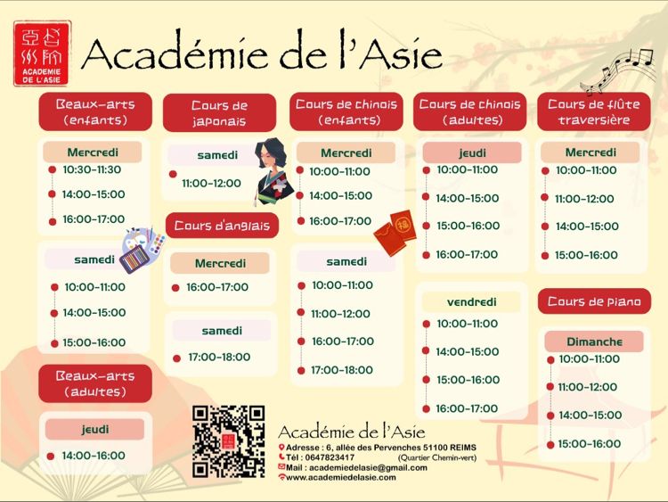 Academie de l'asie horaires des cours 2023